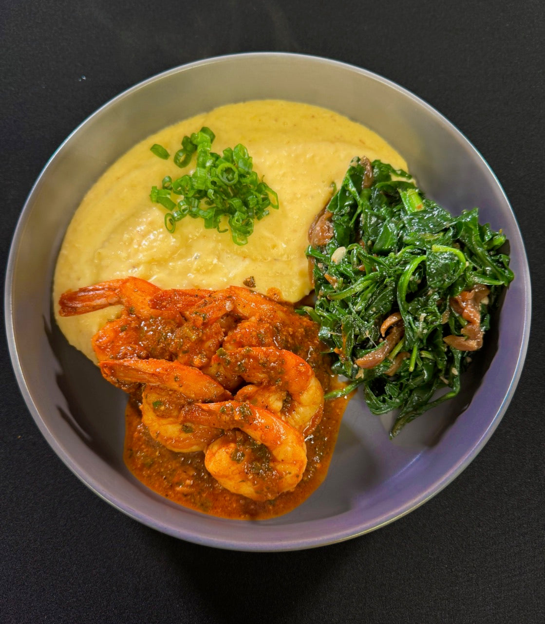 WO 9/27/26 - Cajun Shrimp : Cheesy Grits and Sauteed Spinach