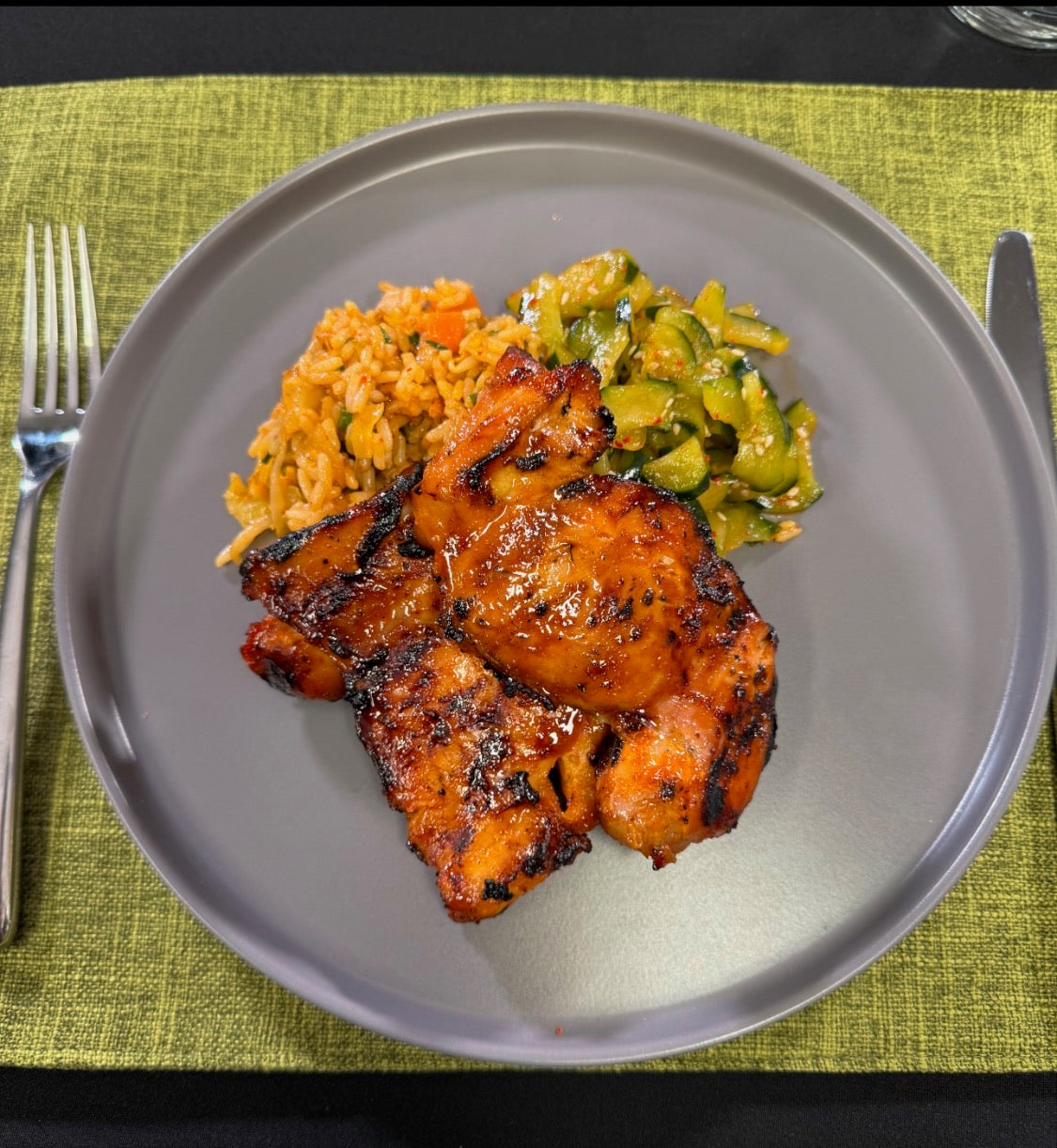 WO 11/1/26 - Korean BBQ Chicken : Kimchee Fried Rice and Sesame Cucumber Salad