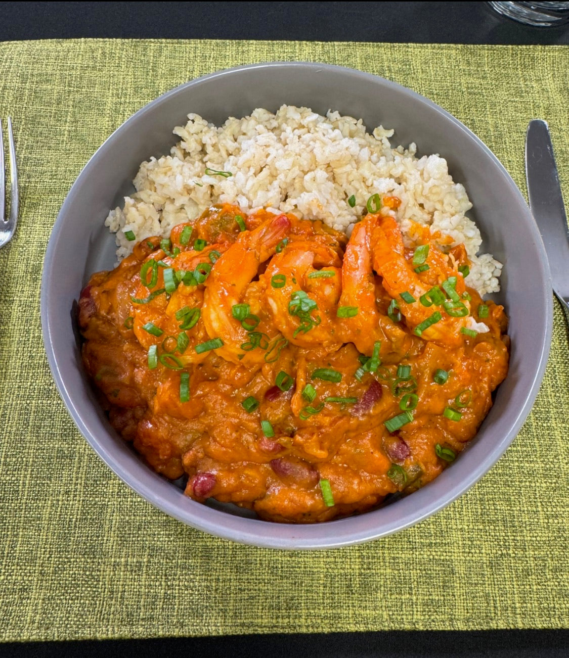 WO 11/1/26 - Shrimp Gumbo ; Brown Rice, Peppers, Onions, Celery, Garlic, Okra and Cajun spice